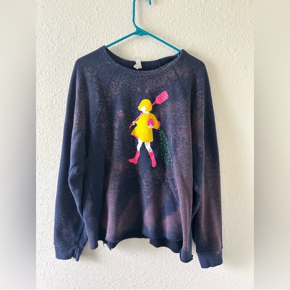 Bella Canvas XL Bleach Dyed Graphic Sweatshirt Oversized Pullover - Picture 9 of 9